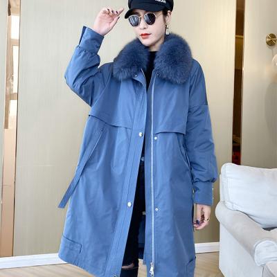 China New Pike Reversible Long Coat Far Fox Collar Women's Coat for sale