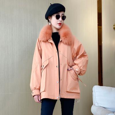 China Viable new style long coat, parka, fox fur collar, women's silk padded down jacket and women's jacket for sale