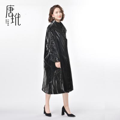 China 2020 New Design Anti-wrinkle Warm And Comfortable Black Ladies Lapel Bottom Silk Jacket for sale