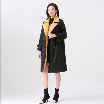 China 2021 autumn and winter urban casual mid length women's new lapel silk Anti-wrinkle down jacket for sale