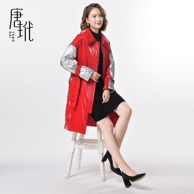 China 2020 breathable autumn and winter style new casual urban style lapel women's red silk down jacket for sale