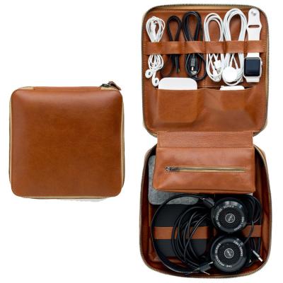 China ENGLAND NAME high quality PU leather travel products organizer cable tools case digital tech dopp kit for sale