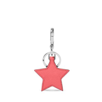 China Wholesale custom genuine saffiano LOGO key chain genuine leather keychain star shape leather gift for sale