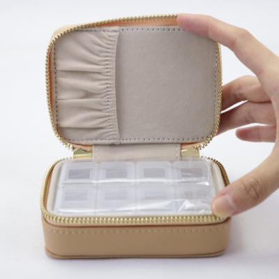 China Luxury High Quality Leather Travel Pill Box Travel Pill Storage Case Vegan PU Pill Storage Smooth Leather Case for sale