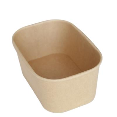 China Recycled Materials 100% Eco Friendly Biodegradable Disposable Paper Container Kraft Salad Bowl With LID for sale