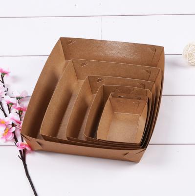 China Recyclable Custom Logo Printed Paper Food Tray Kraft Boat Tray Box for sale