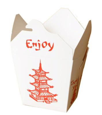 China Recyclable Lunch Box Take Out Noodle Box White Paper Custom Logo for sale