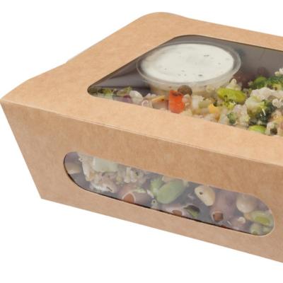 China Recyclable Disposable Take Out Salad Box Food Packaging Cardboard Boxes With Window Take Out Container for sale