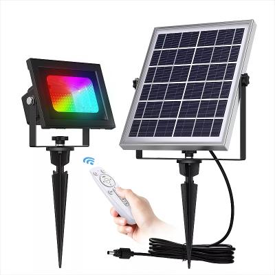 China Solar Flood Light Solar Spotlights Outdoor 7 Singe Colors & Color Changing RGB with Remote Control 60LED for sale