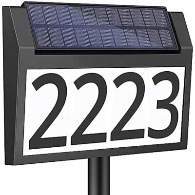 China Plastic Solar Garden Powered Sign House Address Number Light Solar Lighted Numbers Wall Outdoor Doorplate Lamp for sale