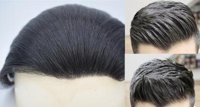 China Super Thin Skin 0.03-0.04mm , and thin skin 0.06,0.08mm,0.12mm 100% Real Human Hair Men Toupee Stock Hair Piece for Men for sale