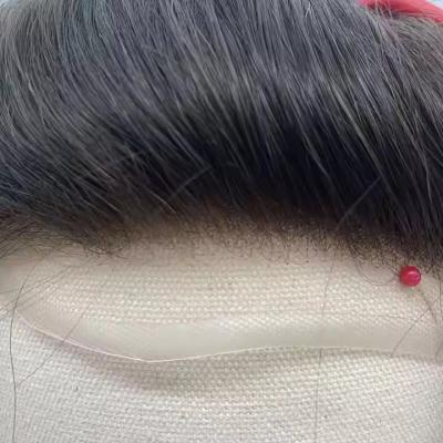 China Mens Toupee French Lace Front Hairpieces Poly Skin PU HumanHair Systems for Men for sale