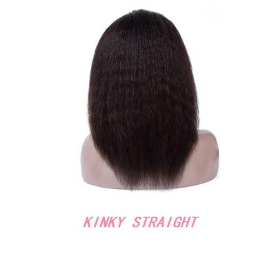 China Ready to Ship Kinky Straight Raw Human Hair 5X5 Transparent Lace Front Wigs 12-28 Inches Virgin Human Hair Kinky Straight Wig for sale