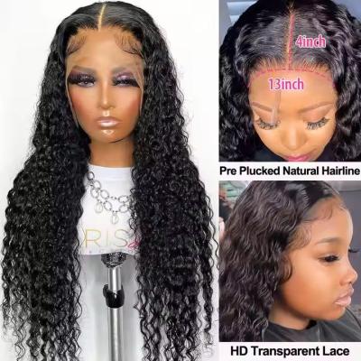 China Deep Wave 360 HD Lace Front Human Hair Wig Brazilian Curly Preplucked Wig for sale