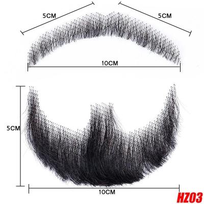 China Fake beards, men's realistic human hair synthetic beards, invisible and lifelike sideburns, handlebar mustaches, and wholesale options. for sale