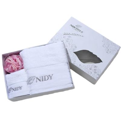 China Embroidery Comfortable White Custom Wholesale Soft Gifts Cotton Face Bath Towel Luxury Set for sale