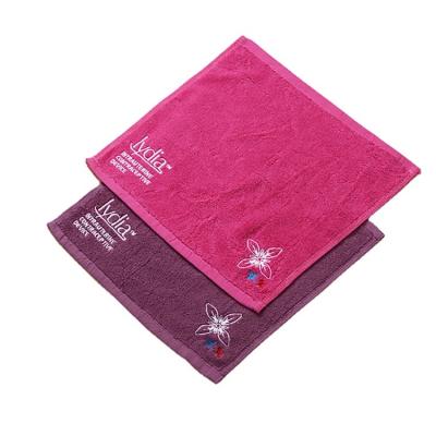 China Hot Selling Comfortable Logo Embroidery Pink Custom Made White Purple 100 Percent Cotton Face Home Hand Towel for sale