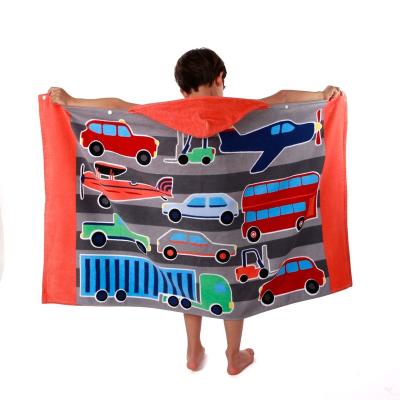 China Soft Children Terry Cotton Hooded Printed Bath Poncho Beach Towel New Cartoon Logo Baby Eco-Friendly Custom Design QUICK DRY for sale