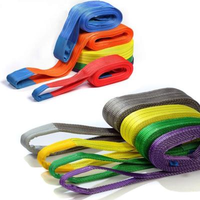 China Goods EN 1942-1 Lifting Webbing 1T-10T Sling Polyester Strap Eye Lifting Flat Sling for sale