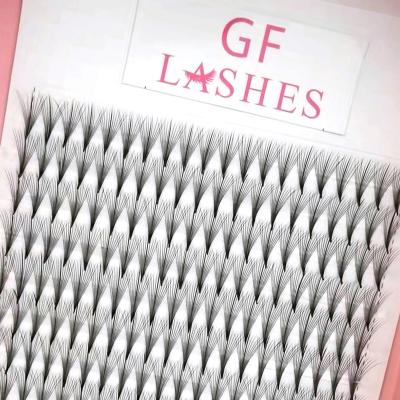 China Natural Russian volume 10d premade fan eyelash hybrid spike lashes long stem 5d premade fans pointed base 12d 14d for sale