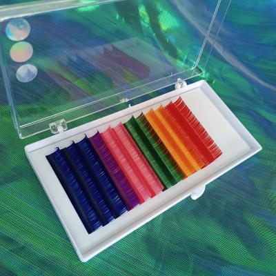 China Natural Russian Easy Volume Trays Fan Eyelash Extensions Private Label Colored Individual Lashes Multi Colored Lashes Extensions for sale