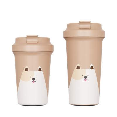 China Disposable Cute Plastic Creative Tea Milk Cup Cartoon Style Unique Coffee Cups With Lid for sale