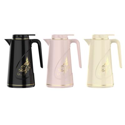 China 1.0L PP COATING VACUUM JUG THERMOS PORTABLE OUTER GLASS TEAPOT ARABIC COFFEE POT for sale