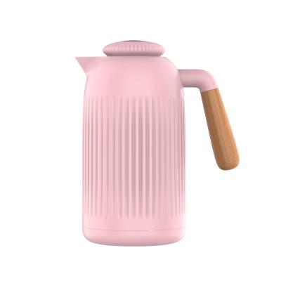 China PICUS 1.0L VACUUM Flask PP Coffee Refill PORTABLE Hot Pink Glass Jug Teapot Thermal Carafe Push Button With Wooden Handle for sale