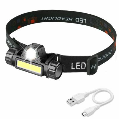 China Free shipping COB LED Headlamp USB Rechargeable Mini Headlight head light Torch Flashlight for sale