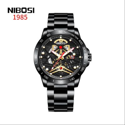 China Water Resistant 2020 NIBOSI 3D Skull Men Watch Luxury Brand Quartz Steel Men Watches Waterproof Black Fashion Retro Gold Relogio Clock for sale