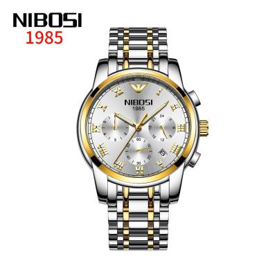 China NIBOSI 2301 date automatic men's stainless steel business wristwatches waterproof mens quartz luxury watches for sale