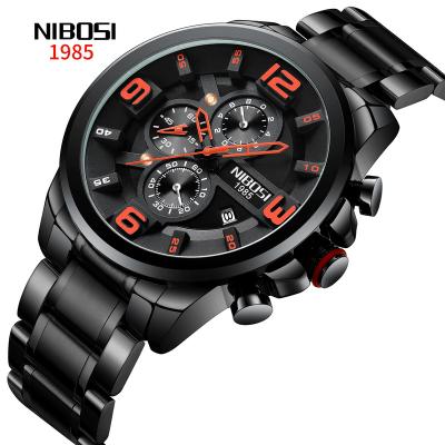 China NIBOSI Chronograph Stainless Steel Quartz Waterproof Mens Watches Digital Casual Wristwatches for sale