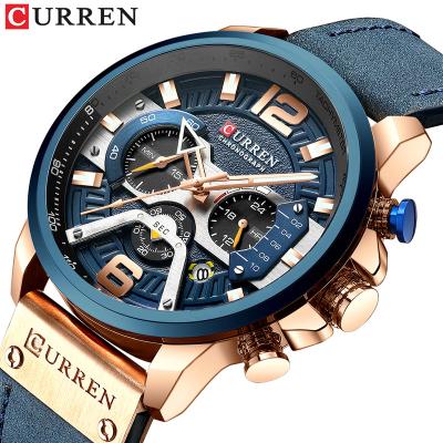 China CURREN 2020 Top Brand Sports Watch Luxury Mens Date Automatic Wrist Watch Men Fashion Leather Watches With Calendar For Men Black Male Clock for sale