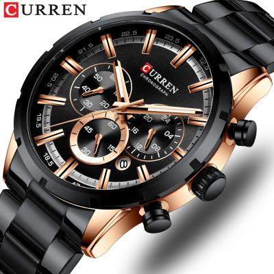 China CURREN Automatic Date Watches Clock Chronograph Silver Watch for Men Military 2020 Stainless Steel Quartz Top Brand Casual Sports Men's Watch for sale