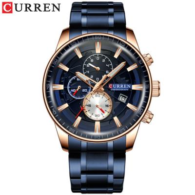 China CURREN Brand Quartz Chronograph Auto Date Luxury Sports Watch Men Wristwatches With Luminous Hands Fashion Stainless Steel Clock 8262 for sale