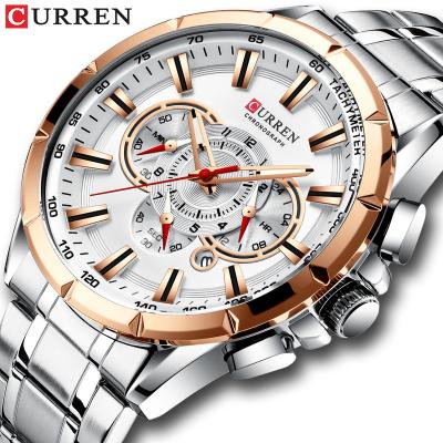 China Automatic Date CURREN Sport Watches Brand Men's Large Dial Quartz Clock Luxury Chronograph Stainless Steel Wristwatch With Date Relogio Masculin for sale