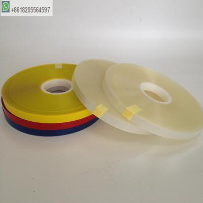 China OPP Film 12mm Wide Clear Moisture Proof Tape Roll Hot Melt Packaging Plastic Belt For Heat Tape Machine Strapping Use for sale