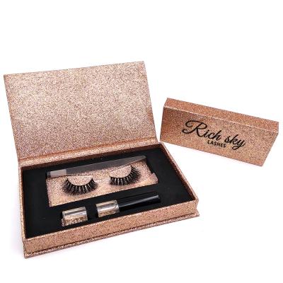 China Light& Soft& High Quality Silk Eyelashes Comfortable Custom Vendor Wick Box Packaging for sale