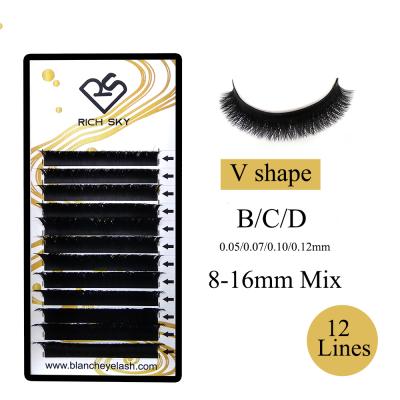 China Natural Wholesale Bulk Long Private Label Professional Person Lashes V Eyelash Extension for sale