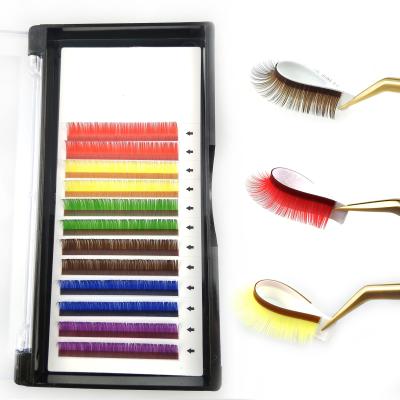 China Wholesale Natural False Long Curl Color Natural Good Quality Eyelash Extension Colored Eyelash Extension for sale