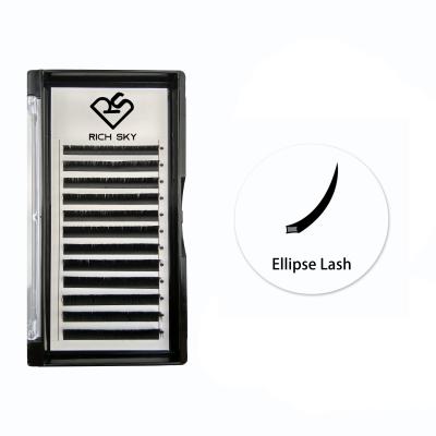 China Long Natural OEM Customized Single Mixed Individual Silk Flat Ellipse Eyelash Extension for sale