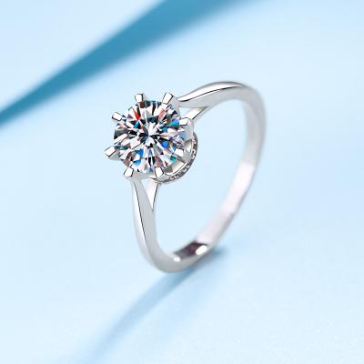 China CLASSIC Wholesale Popular Wedding Couple Rings 5A Moissanite CZ Jewelry Bridal Engagement Ring Pt 950 Vermail Silver Jewelry For Women for sale