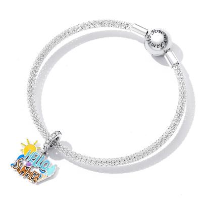 China 2022 Charm 925 Sterling Silver Colorful Summer Cartoon Cute DIY Fashion Bracelet Charm Dangle Bracelet for Girl Jewelry Gift for sale