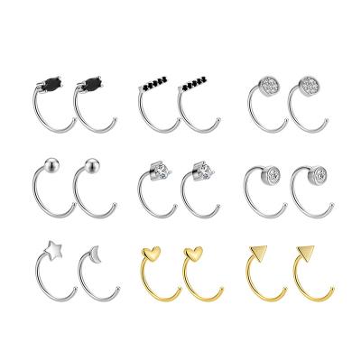 China New CLASSIC CZ Silver Plated Nose Circle Nose Ring Body Jewelry 925 Gold Plated Wholesale Popular Party Gift Women Daily Use for sale