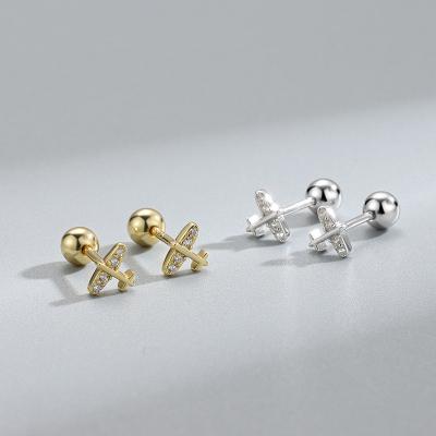 China New Piercing Women Daily Use Pierce Fashion Body Jewelry 925 Gold Plated Ear Ball Earring Wholesale Punk Silver Popular Party Gift for sale