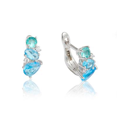 China New CLASSIC Classic Silver Zircon Earring S925 Colorful Gemstone Earrings Plated Rhodium Plated Jewelry For Woman Jewelry for sale