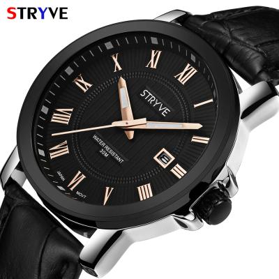 China Japan Stryve Calendar New Design Wristwatch Male Clock Minimalist Full Movement Business Quartz Genuine Leather Men's Luxury Watch for sale