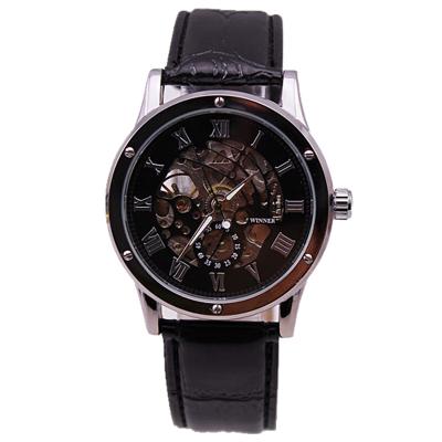 China Fashion Design Non-Specific Band Luxury Analog Genuine Leather Automatic Watch for sale