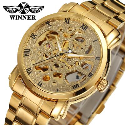 China Fashion Luxury Casual Men's Top Waterproof Stainless Steel Winner Brand Watch Skeleton Hand Wind Mechanical Watch For Men Dress Wrist Watch for sale