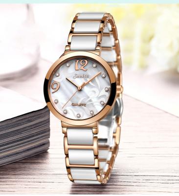 China Luxury SUNKTA 6609 Top Brand Bracelet Clock Waterproof Crystal Watch Women Gift Waterproof Rose Gold Ladies Wrist Watches for sale